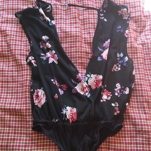 Floral mesh& tank bodysuit